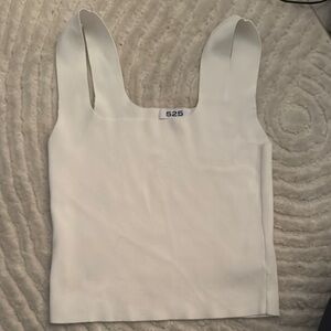 525 America White Sleeveless Crop Tank
